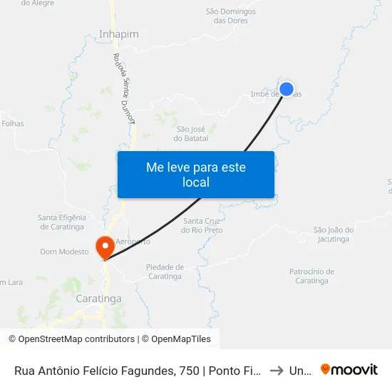 Rua Antônio Felício Fagundes, 750 | Ponto Final De Imbé De Minas to Unec II map