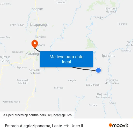 Estrada Alegria/Ipanema, Leste to Unec II map