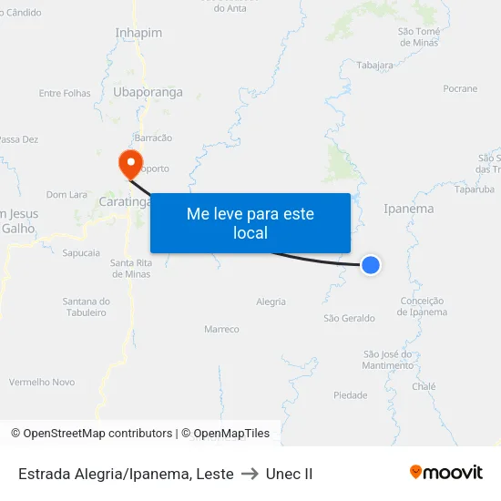 Estrada Alegria/Ipanema, Leste to Unec II map