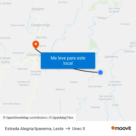 Estrada Alegria/Ipanema, Leste to Unec II map