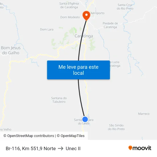 Br-116, Km 551,9 Norte to Unec II map