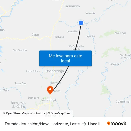 Estrada Jerusalém/Novo Horizonte, Leste to Unec II map