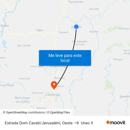 Estrada Dom Cavati/Jerusalém, Oeste to Unec II map