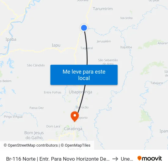 Br-116 Norte | Entr. Para Novo Horizonte De Minas to Unec II map