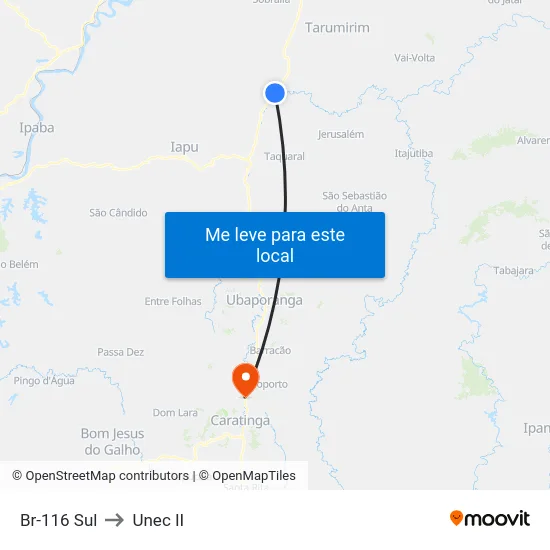 Br-116 Sul to Unec II map
