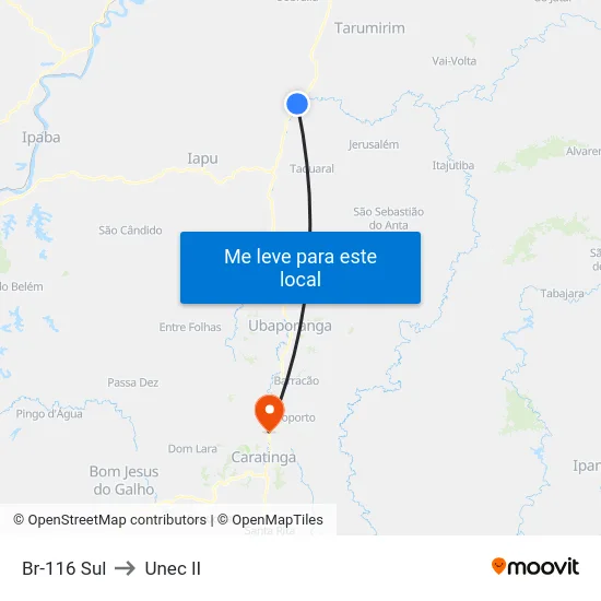 Br-116 Sul to Unec II map