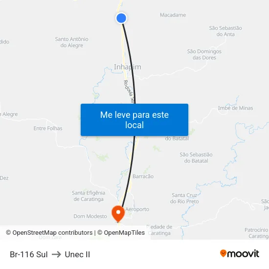 Br-116 Sul to Unec II map