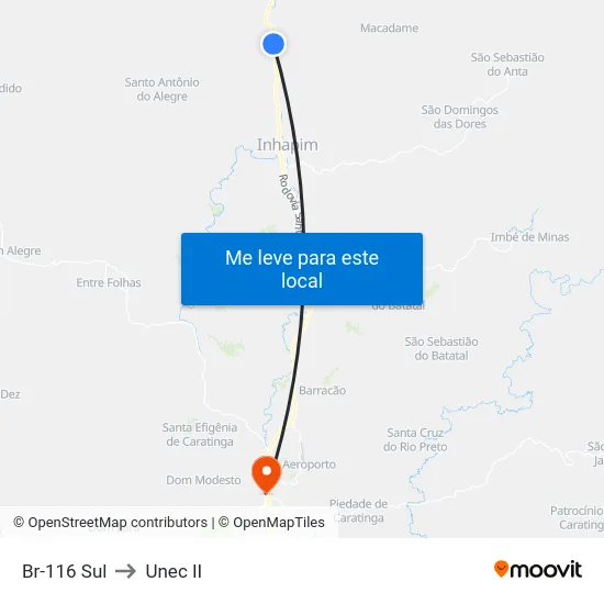 Br-116 Sul to Unec II map
