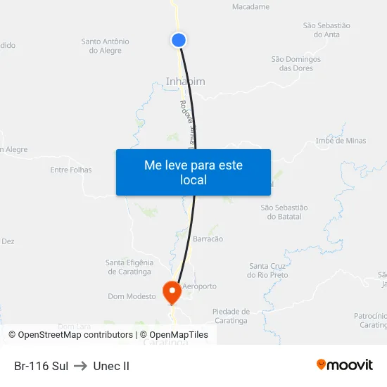 Br-116 Sul to Unec II map