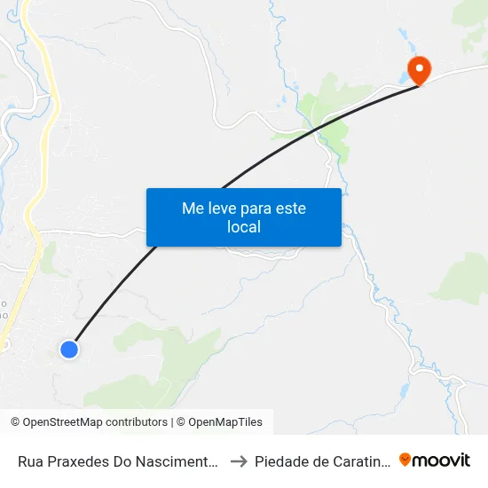 Rua Praxedes Do Nascimento, 7 to Piedade de Caratinga map