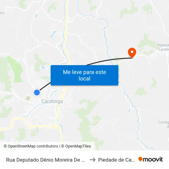 Rua Deputado Dênio Moreira De Carvalho, 662 to Piedade de Caratinga map