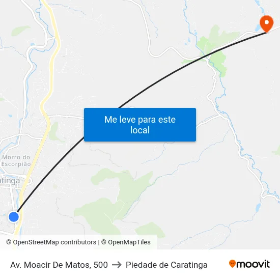 Av. Moacir De Matos, 500 to Piedade de Caratinga map