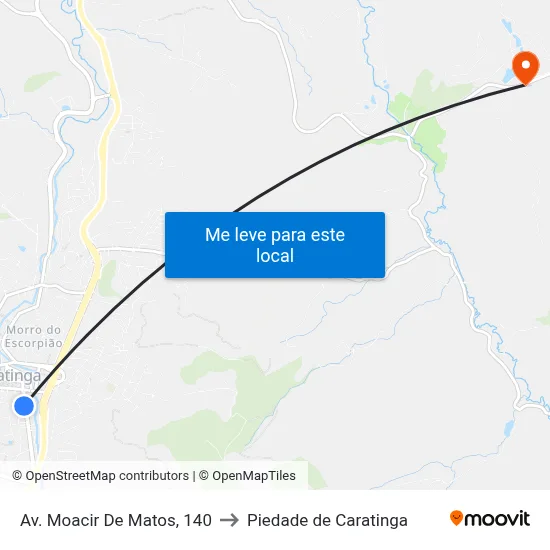 Av. Moacir De Matos, 140 to Piedade de Caratinga map