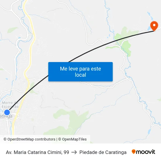 Av. Maria Catarina Cimini, 99 to Piedade de Caratinga map