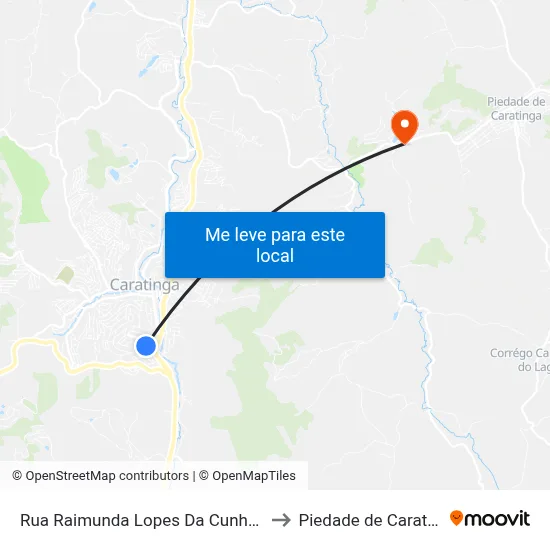 Rua Raimunda Lopes Da Cunha, 156 to Piedade de Caratinga map