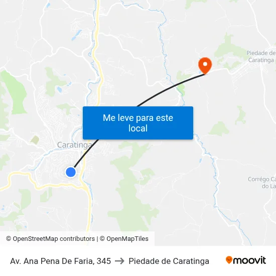 Av. Ana Pena De Faria, 345 to Piedade de Caratinga map