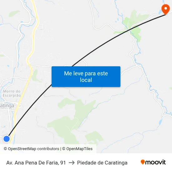 Av. Ana Pena De Faria, 91 to Piedade de Caratinga map