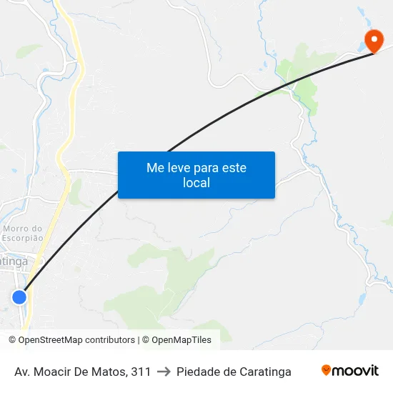 Av. Moacir De Matos, 311 to Piedade de Caratinga map
