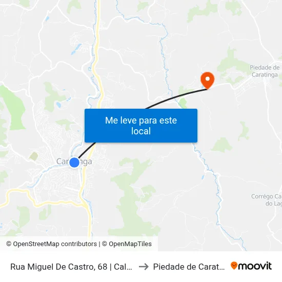 Rua Miguel De Castro, 68 | Calçadão to Piedade de Caratinga map