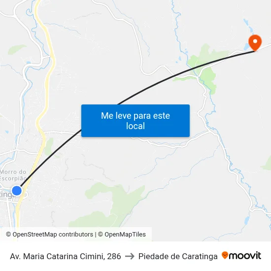 Av. Maria Catarina Cimini, 286 to Piedade de Caratinga map