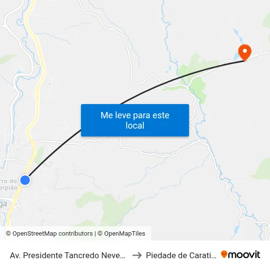 Av. Presidente Tancredo Neves, 744 to Piedade de Caratinga map