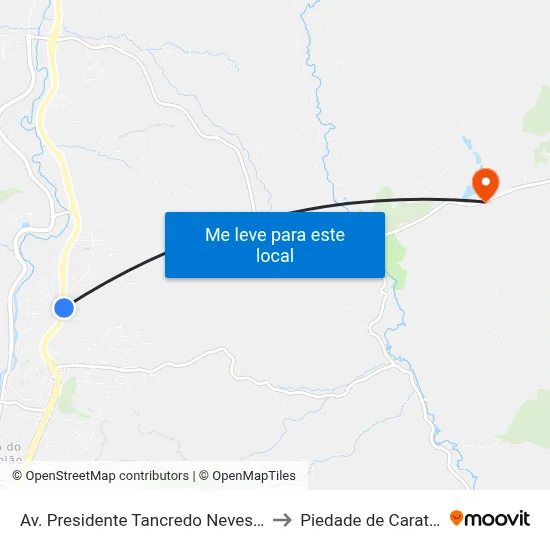 Av. Presidente Tancredo Neves, 2100 to Piedade de Caratinga map