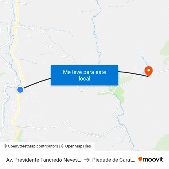 Av. Presidente Tancredo Neves, 2625 to Piedade de Caratinga map
