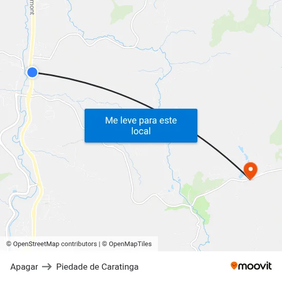 Apagar to Piedade de Caratinga map