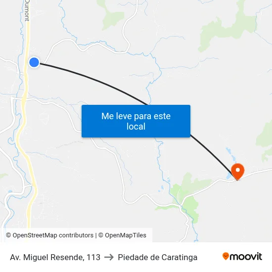 Av. Miguel Resende, 113 to Piedade de Caratinga map