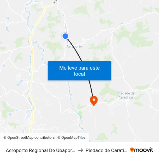 Aeroporto Regional De Ubaporanga to Piedade de Caratinga map