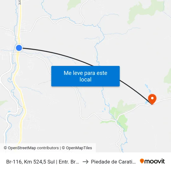 Br-116, Km 524,5 Sul | Entr. Br-474 to Piedade de Caratinga map