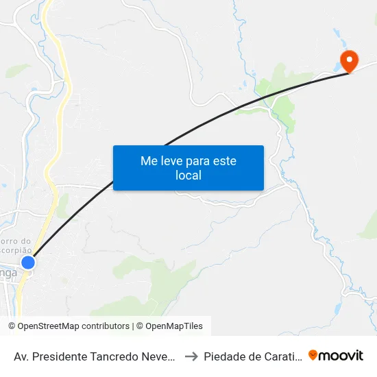 Av. Presidente Tancredo Neves, 377 to Piedade de Caratinga map