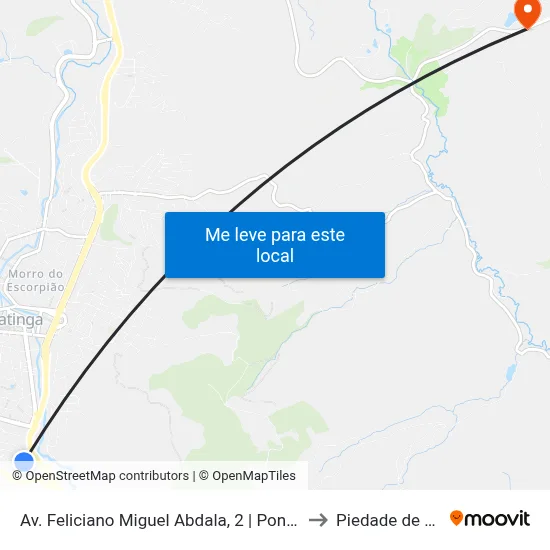 Av. Feliciano Miguel Abdala, 2 | Ponto Final Do Aparecida to Piedade de Caratinga map