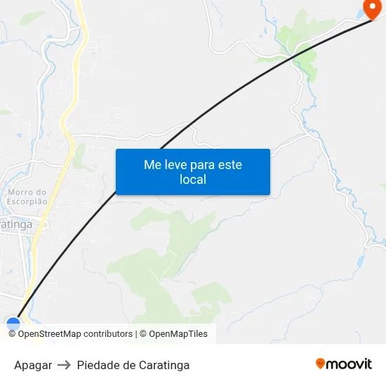 Apagar to Piedade de Caratinga map