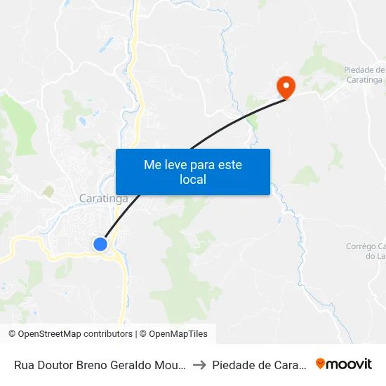 Rua Doutor Breno Geraldo Mourão, 10 to Piedade de Caratinga map