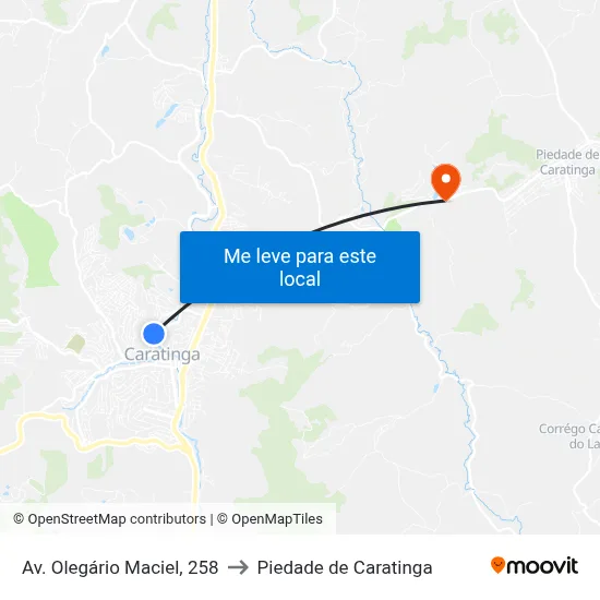 Av. Olegário Maciel, 258 to Piedade de Caratinga map