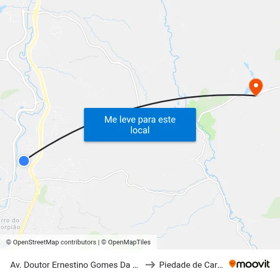 Av. Doutor Ernestino Gomes Da Costa, 474 to Piedade de Caratinga map