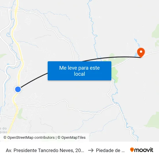 Av. Presidente Tancredo Neves, 2037 | Marginal Oeste to Piedade de Caratinga map
