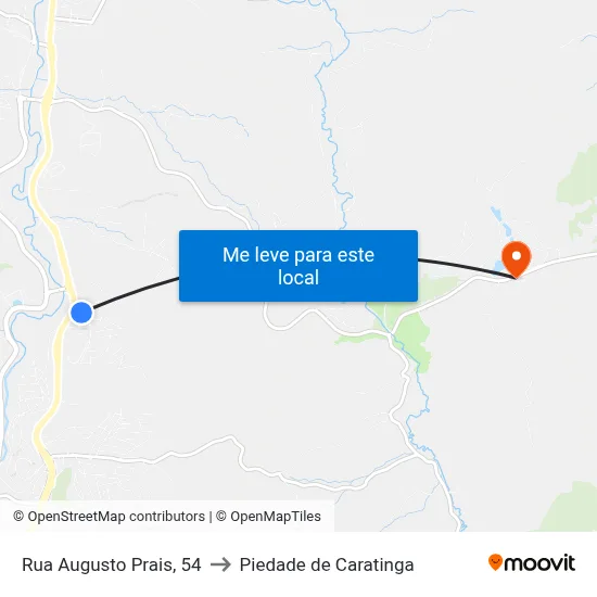 Rua Augusto Prais, 54 to Piedade de Caratinga map