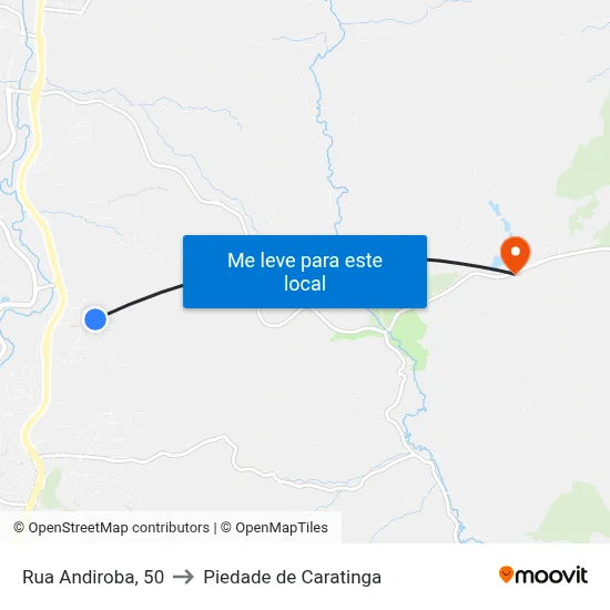 Rua Andiroba, 50 to Piedade de Caratinga map