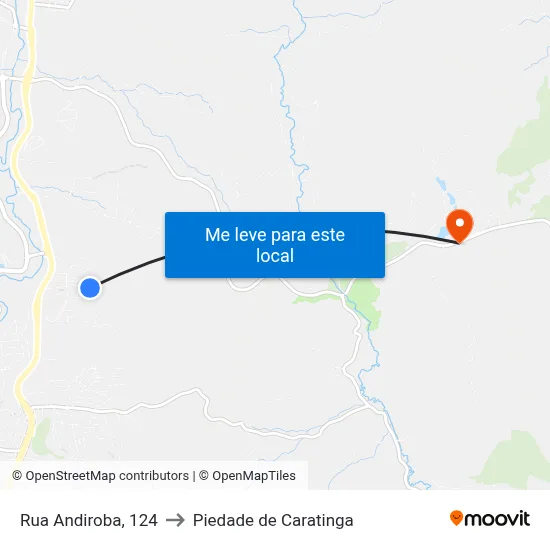 Rua Andiroba, 124 to Piedade de Caratinga map