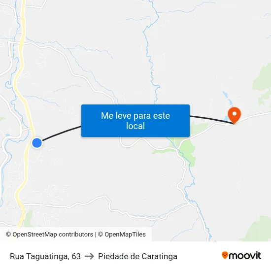 Rua Taguatinga, 63 to Piedade de Caratinga map