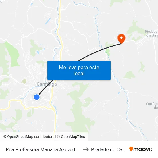 Rua Professora Mariana Azevedo Leitão, 276 to Piedade de Caratinga map