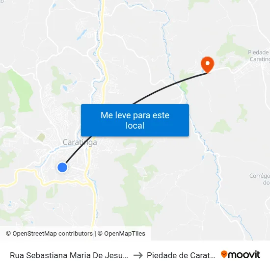 Rua Sebastiana Maria De Jesus, 362 to Piedade de Caratinga map