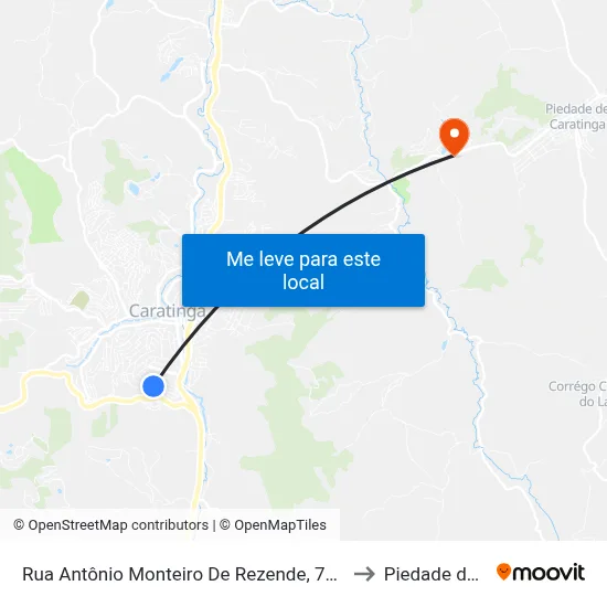 Rua Antônio Monteiro De Rezende, 725 | Residencial Bella Floresta to Piedade de Caratinga map