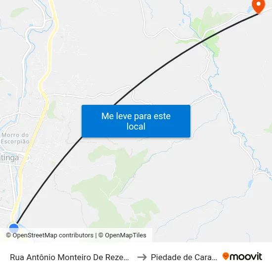 Rua Antônio Monteiro De Rezende, 185 to Piedade de Caratinga map
