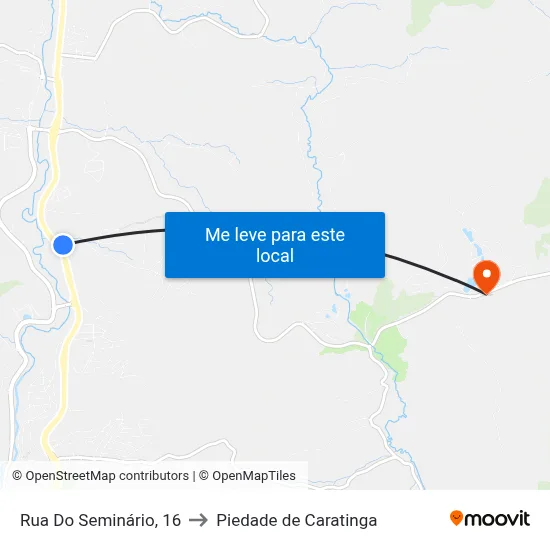 Rua Do Seminário, 16 to Piedade de Caratinga map