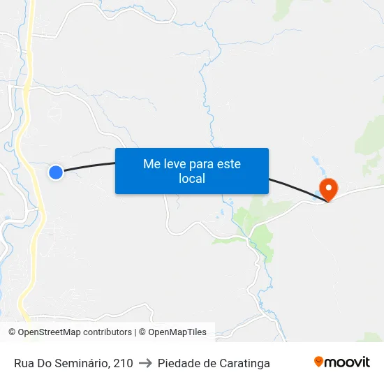 Rua Do Seminário, 210 to Piedade de Caratinga map