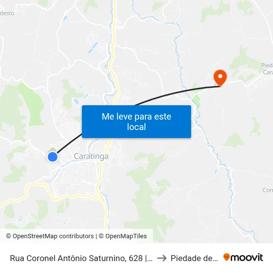 Rua Coronel Antônio Saturnino, 628 | Ponto Final Do Esperança to Piedade de Caratinga map