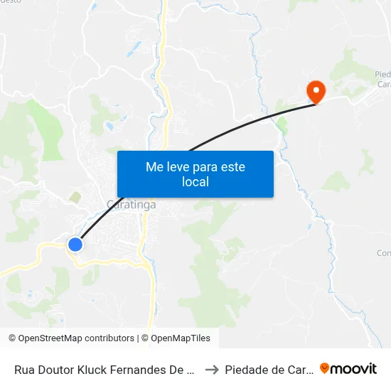 Rua Doutor Kluck Fernandes De Oliveira, 210 to Piedade de Caratinga map